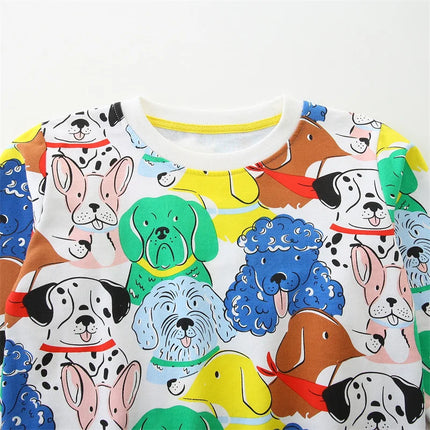 Jumping Meters 2-7T Dogs Print Boys Girls Sweatshirts Autumn Spring Kids Clothes Hot Selling Sport Baby Shirts Tops Animals