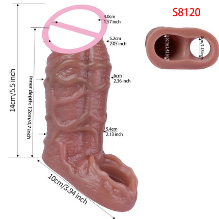SXXY Realistic Penis Extender Male Delay Ejaculation Cock Sheath Silicone Reusable Condon Sex Toys For Men Couples Sex Pleasure