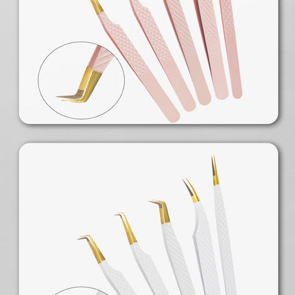 1pc Fiber Tip Tweezers Stainless Steel Straight Curved Nail Tools Volume Eyelash Accurate Tweezers Clip Set Makeup Tools