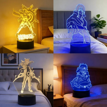 Anime Uzumaki Nar Ut O LED Night Light Toys Akatsuki Kakashi Hatake Kid Bedroom Nightlight Itachi Uchiha 3D Colors Lamp Decor
