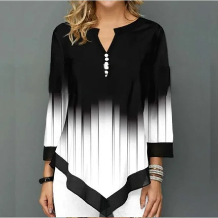 Women's Shirt Spring Summer Blouse 3/4 Sleeve Casual Printing Female Fashion Shirt Tees Tops Plus Size 5XL Street Shirt
