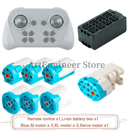 Blue Upgraded Motor M/L/XL Power Functions Building Blocks Programmable 8 Way APP Remote Control For Technical Car Modify