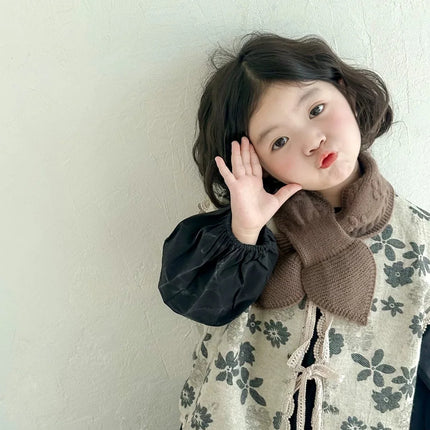 Korean Style Baby Scarf Simple Solid Color Crossover Neck Warmer Warm Soft Knit for Infant Toddler Outdoor Easy Match Outerwear