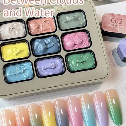 MORDDA 9 Colors Patting Glue Smudge Canned High Saturation Popular Semi-Solid Nail Polish Glue Women's Salon Manicure DIY