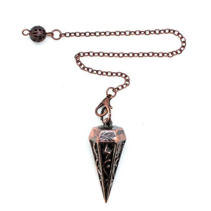 Copper Metal Rune Pendulum For Dowsing Divination Balancing Body Healing Chakra Reiki Spiritual Antique Pendant