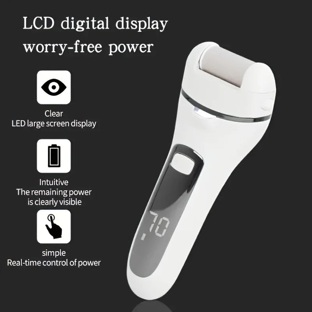 Painless Electric Callus Remover for Feet - Rechargeable Pedicure Wand with 2 Speeds & Roller, Professional Home Foot Care Tool