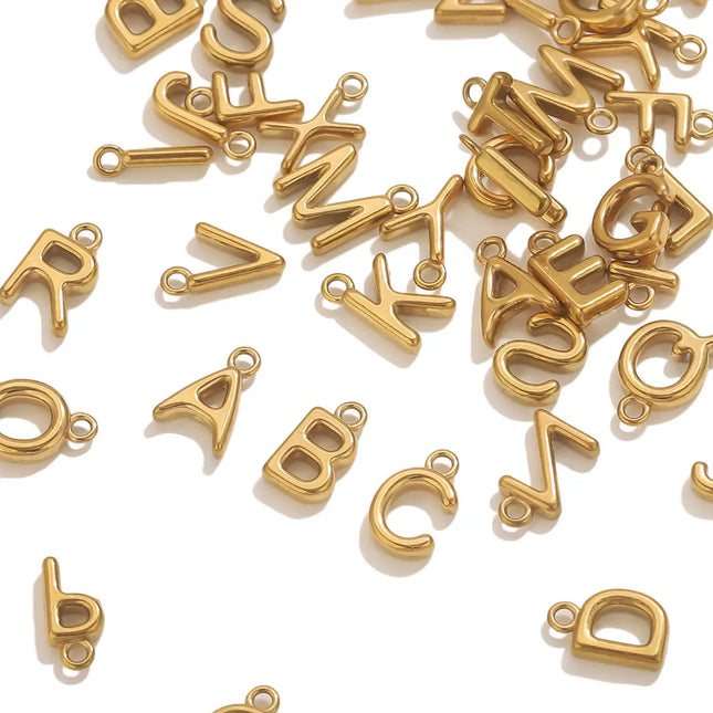 10pcs Stainless Steel A-Z Letter Charms For Necklace Bracelet English Alphabet Initial Letter Pendants Jewelry Makings Wholesale