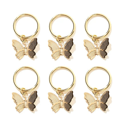 New 6Pcs Butterfly Star Pendant Hair Clip For Women Braid Trendy Metal Rings Western Style Accessories Girls Headdress Tocado