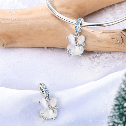 Original 925 Sterling Silver Charms Beads Cute Mushroom Unicorn Love Wings Pearl Charm for Bracelet Pendant Woman Girl Jewelry