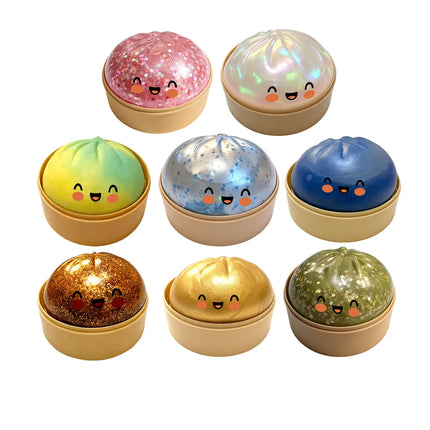 Giant Squishies Dumpling Bun Toy, Slow Rising Glitter Dumpling Stress Ball, Stress Relief Fidget Toy for Home Office Travel