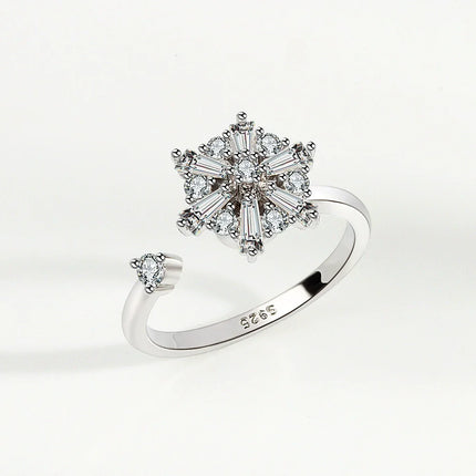 VENTFILLE 925 Sterling Silver Moon And Stars Zircon Rotatable Ring For Women Gift Diamond Relieve Stress Ring Jewelry Wholesale