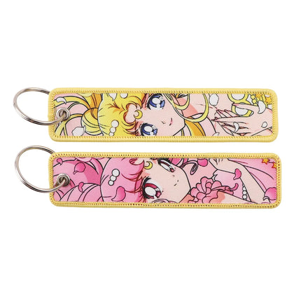 Sailor Moon Keychain Usagi Anime Embroidery Key Tag Motorcycles Cars Backpack Chaveiro Keychain Fashion Key Ring Friends Gift