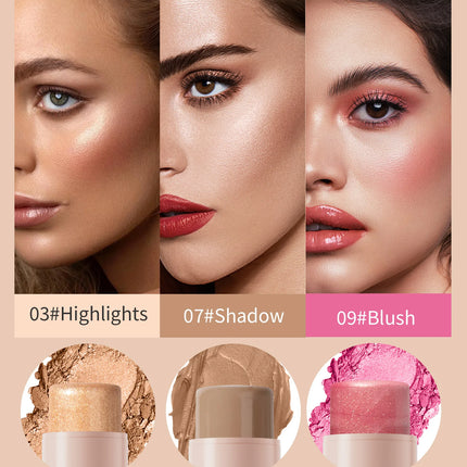 Makeup Face Contouring Bronzer Stick Highlighter 2 in 1 Matte Glitter Brightening Silkworm Blusher Rouge Cream Concealer Pen