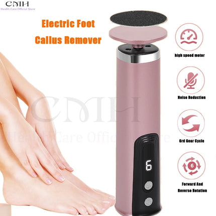 CMH Dual-Head Metal Electric Foot Grinder Portable Rechargeable Callus Remover Dead Skin Remover with Multiple Free Accessories