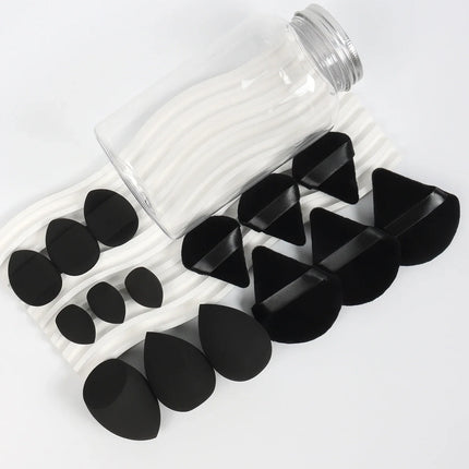 15Pcs Premium Powder Puffs with Storage Jar - Makeup Blending Sponges Set for Face Foundation & Loose Powder Kit
