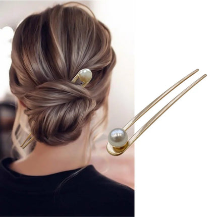 Simple Large U Shape Hair Clips Pins for Women Imitation Pearl Enamel Hair Sticks Bride Hair Styling Accessories Headwear Gift