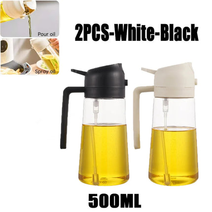 New 470ml Oil Spray Pot 2-in-1 Plastic Household Kitchen Oil Bottle Nebulizing Mist Filling Cooking Oil Spray Pot Dual Use