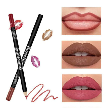 12 Color Nude Matte Lipstick Pencil Long-lasting Waterproof Lip Pencil High Pigmented Lip Liner Lips Makeup Tool Lip Contouring