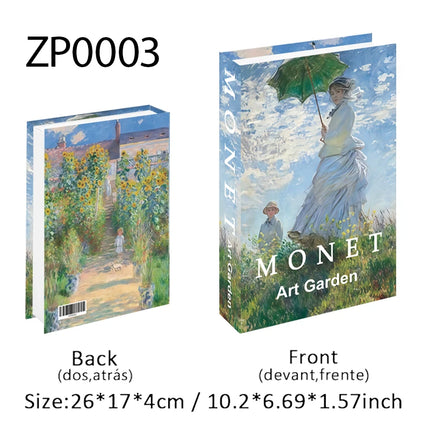 Van Gogh Monet Fake Book Painting Decorative Books Storage Box Sunflower Water Lily Coffee Table Books Home Decor Shooting Props