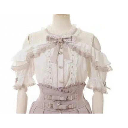 Japanese Gothic Lolita Style Shirts Women Vintage Sweet Y2k Lace Ruffles Short Sleeve Plaid Blouse Girls Casual Tops