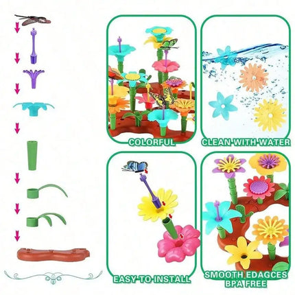 Flower Garden Building Toys, Educational STEM Toy And Garden Play Set, Flower Stacking Toys