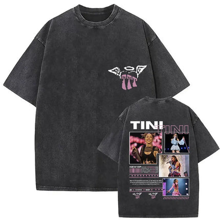 Singer Tini Stoessel Futtura Album 2025 Graphic T Shirts Men Women Fashion Casual Washed Vintage T-shirt Fans Gift Streetwear