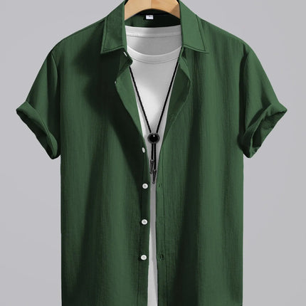 2026 Men's Simple and Fresh Shirt - Street Fashion Loose Quick-Drying Casual Shirt-Hawaiian Vacation Style Solid Collar Cardigan