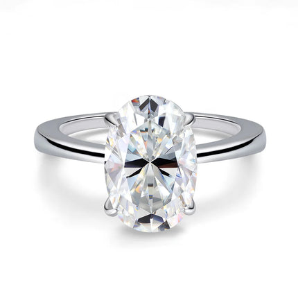Certified 4.5CT Oval All Moissanite Engagement Rings for Women 925 Sterling Silver Sparkling Lab Diamond Wedding Ring Jewelry