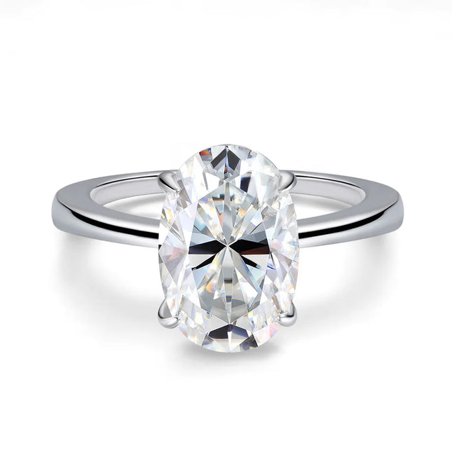 Certified 4.5CT Oval All Moissanite Engagement Rings for Women 925 Sterling Silver Sparkling Lab Diamond Wedding Ring Jewelry