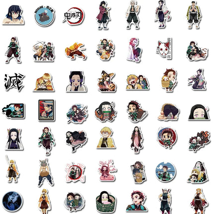 100Pcs Demon Slayer Japanese Anime Stickers Graffiti Skateboard Refrigerator Decorated Notebook Luggage Waterproof Sticker