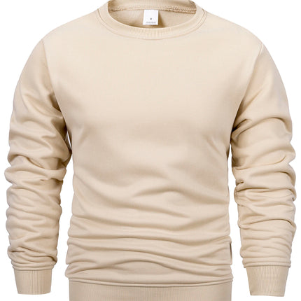 Men's Crew Neck Sweatshirts Solid Color Sweatwear Spring Outdoor Casual Daily Long Sleeve Pullover Hoodie Man Sportswear