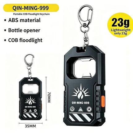Strong Light LED Keychain Flashlight USB C Rechargeable Waterproof Torch with COB Light Source and Bottle Opener Camping Lantern