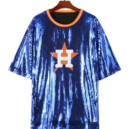 2025 New Cowboy Baseball Football Game Female Tops Sequin Women Jersey Dress