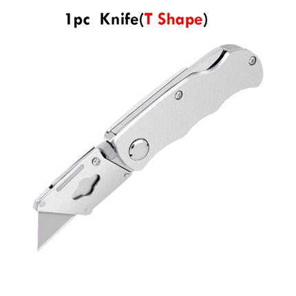 Metal Stainless Steel Folding Box Cutter Knife Self-Locking Design Sharp unboxing knife couteau pliant Art Supplies Stationery
