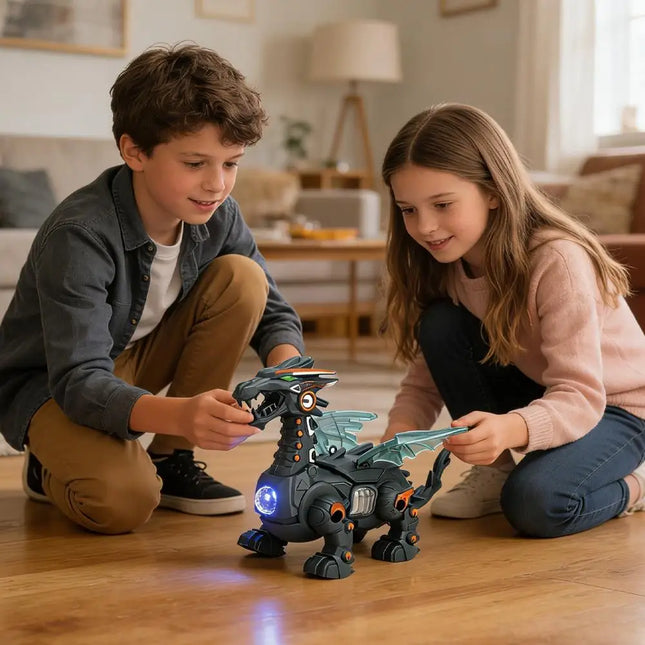Simulation Fire Mechanical Dinoasur Water Spray Cool Light Electric Children Entertainment Puzzle Model Game Toys for Boys Gifts