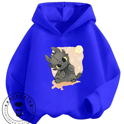 Kawaii Casual Toothless Hoodie 3-14Y Boys Girls Autumn Winter Cute Fashion Street Cartoon Outdoor Children