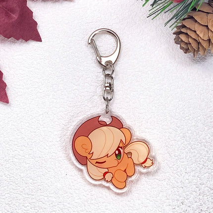 1/5Pcs Cartoon My Little Pony Car Keychain Accessories Acrylic Cute Charms Pendant For Bag Funny Key Holder Backpack Decoration