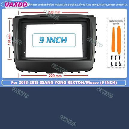 9inch Car radio Fascia Frame Adapte For Ssangyong SSANG YONG Rexton Musso 2018-2019 car Radio Audio Fitting Panel Kit with cable