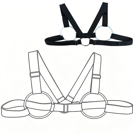 LICKER Erotic Bra With Nipple Clamp Bust Teating Chest Binder Body Harness Breast Bondage Belt Chest Bandage BDSM Slave Flirting
