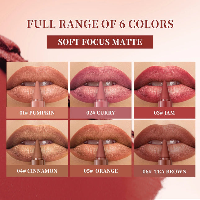 QIBEST Tapered Gradient Lip Liner Makeup Sets Matte Nude Brown Red Lipstick Waterproof Contouring Lipliner Lasting Makeup Kits