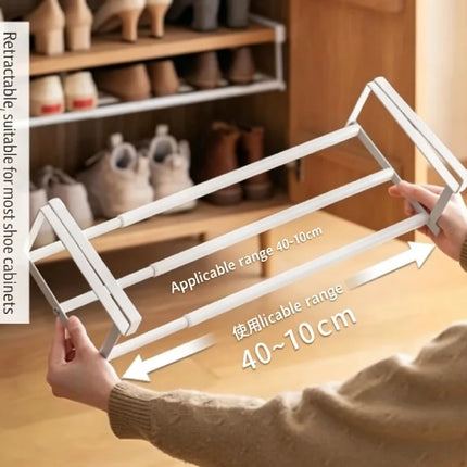 Adjustable Shoe Rack | Space-Saving Layered Organizer For Home Shoe Cabinets | Under-Shelf Shoe white