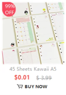 45 Sheets Business A5 A6 Loose Leaf Notebook Refill Spiral Binder Index Inside Page Monthly Weekly To Do List Paper Stationery