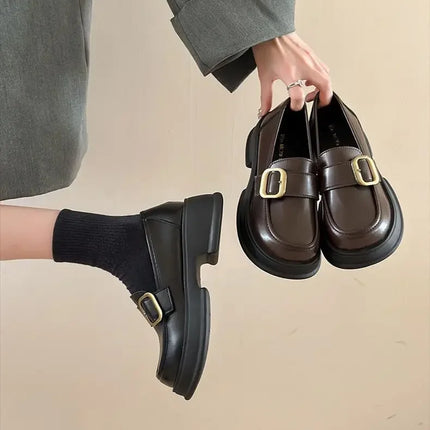 Women's Soft Genuine Leather Shoes Thick Sole British Style Flats New Spring Summer Collection Jk Uniform Loafers