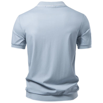 AIOPESON Old Money Polo Shirt Men‘s Solid Color Design Premium Fabric Skin Friendly Cool Breathable Soft Wear