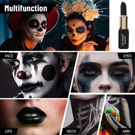 Halloween Dark Makeup Matte LipstickWhite Liquid Foundation Face Body Painting Base for Cosplay Mardi Gras Carnival Natural Look