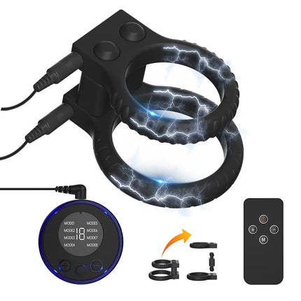 Male Electric Shock Fiber Penis Sleeve Glans Ring Pads Cock Extender Enlarger Vibrator SM Stimulator Sex Tool For Men Masturbate