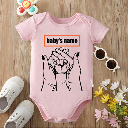 Custom Text (Baby's Name) Cute Print Cotton Onesie 0-12 Months Triangle Romper Design DIY Personalized Newborn Clothes Jumpsuit
