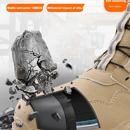 Men Rotating Button Labor Protection Shoes Anti-smash Anti Puncture Safety Shoes Work Boots Steel Toe Shoes Indestructible Shoes