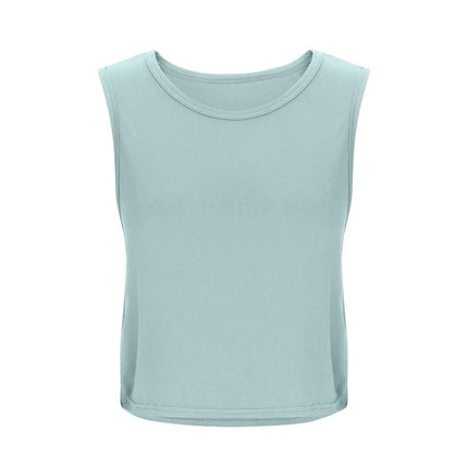 Women Sleeveless Yoga Tops Breathable Blouse Cover Up Gym Workout Cool T-Shirt Running Short Tank Crop Top Athletic Vest
