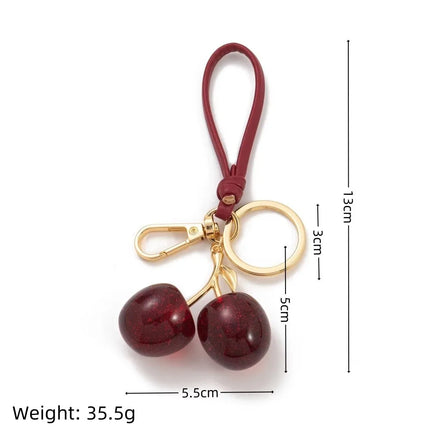 New Cherry Handbags Keychain Olive Alloy Strawberry Keychain DIY Key Ring Bag Decoration
